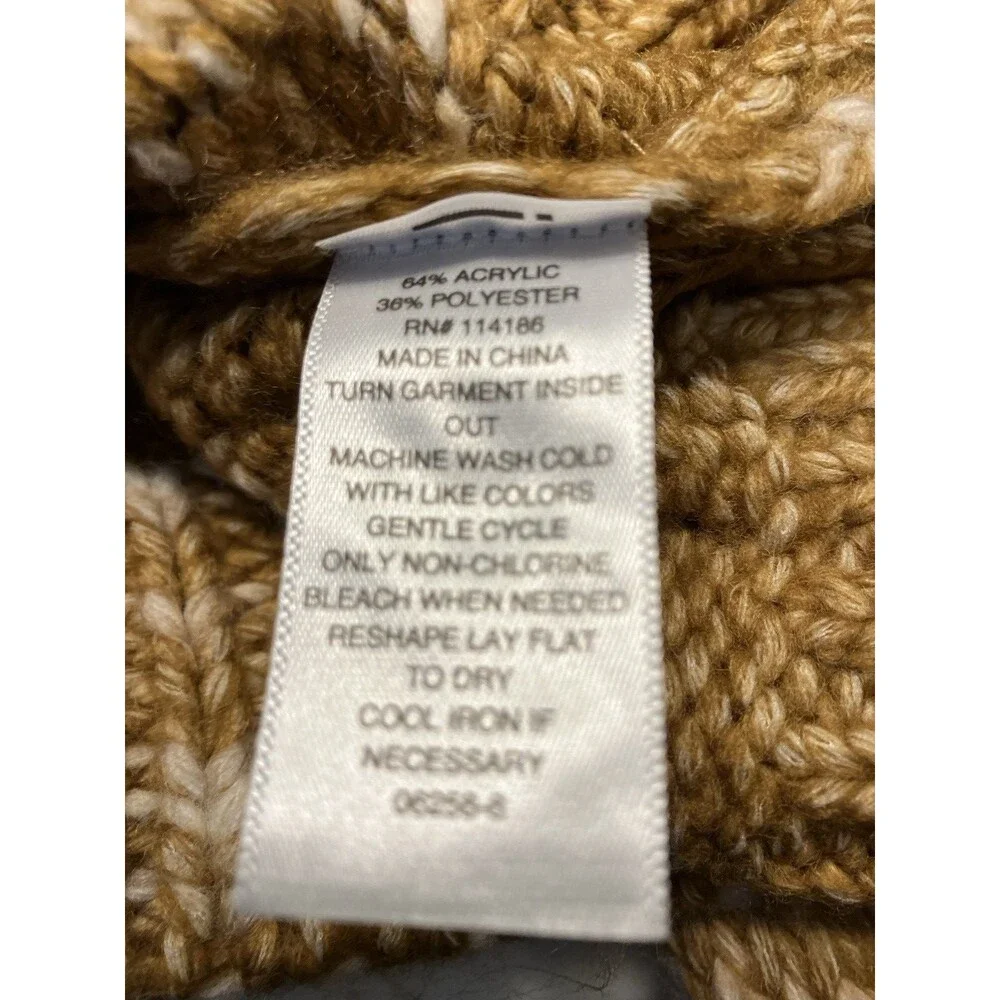 Women's Ana NWT Size Large Carmel/White Turtleneck Chunky Knit Sweater